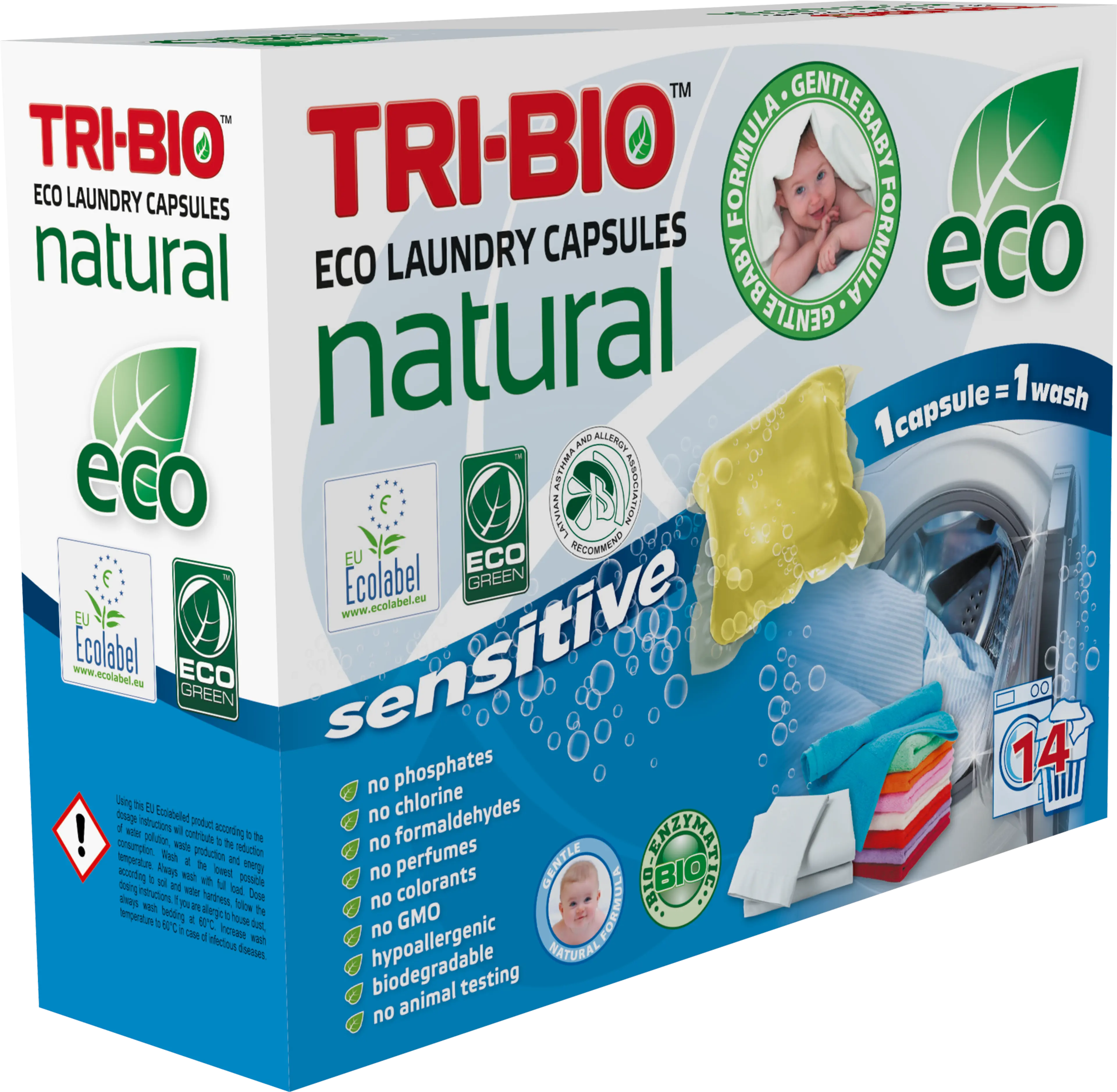 Натурални еко таблетки за пране, Sensitive, 14 броя